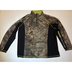 Real Tree Mens 1/4 Zip Pullover Scent Factor Camo Size Medium